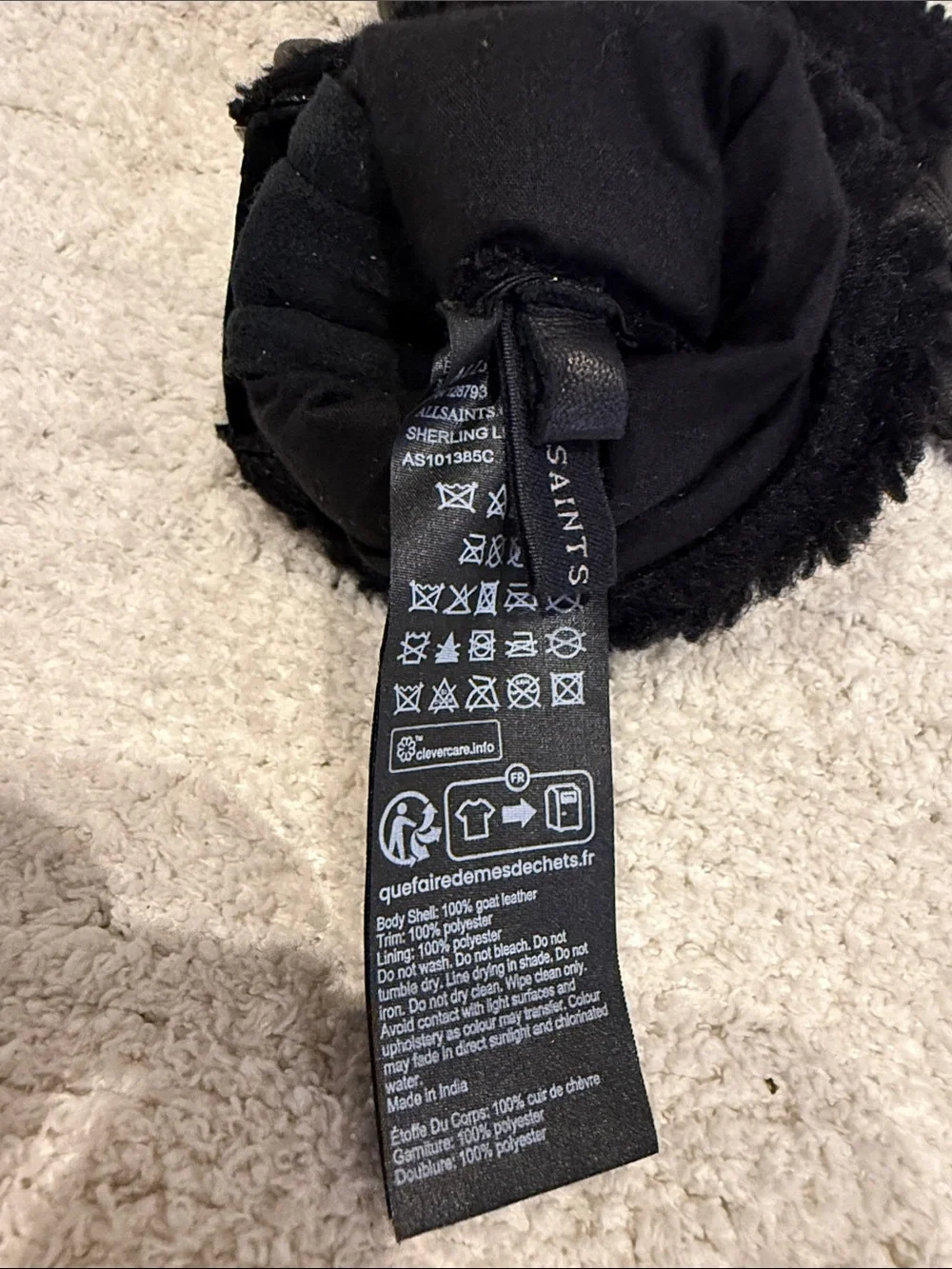 AllSaints Sasha Leather Faux Shearling Trim Gloves